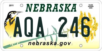 NE license plate AQA246