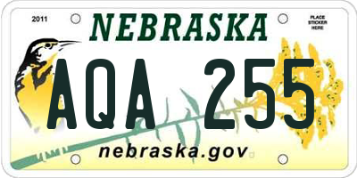 NE license plate AQA255