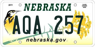 NE license plate AQA257