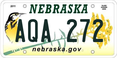 NE license plate AQA272
