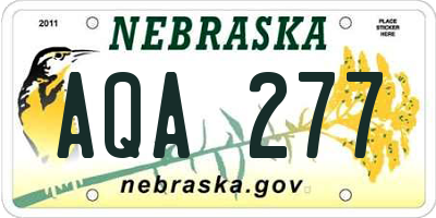 NE license plate AQA277