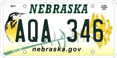 NE license plate AQA346