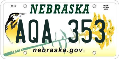 NE license plate AQA353