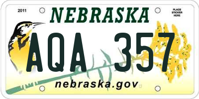 NE license plate AQA357