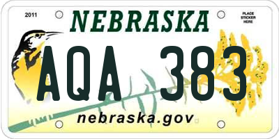 NE license plate AQA383