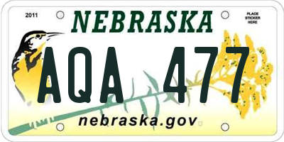 NE license plate AQA477