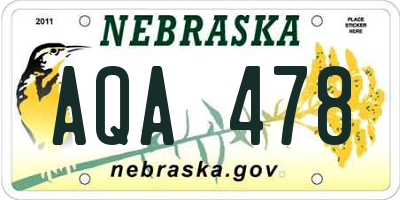 NE license plate AQA478