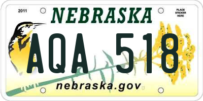 NE license plate AQA518