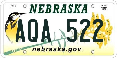 NE license plate AQA522