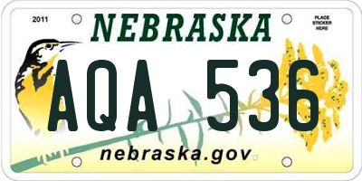 NE license plate AQA536