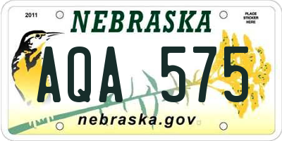 NE license plate AQA575