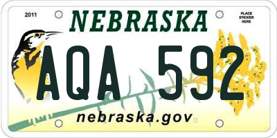 NE license plate AQA592