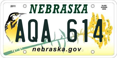 NE license plate AQA614
