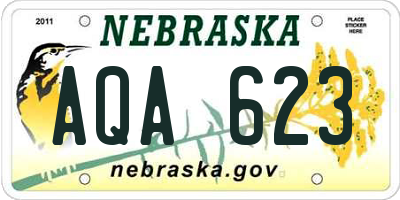NE license plate AQA623