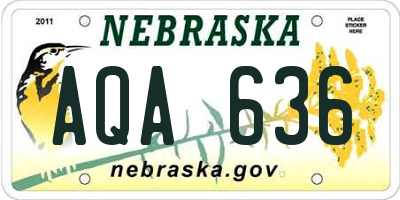 NE license plate AQA636
