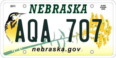 NE license plate AQA707