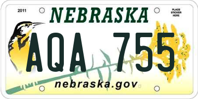 NE license plate AQA755