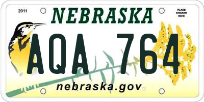 NE license plate AQA764