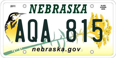 NE license plate AQA815