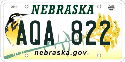 NE license plate AQA822