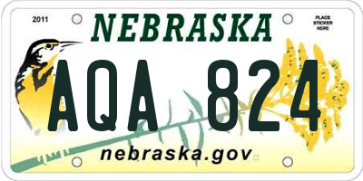 NE license plate AQA824