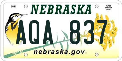 NE license plate AQA837