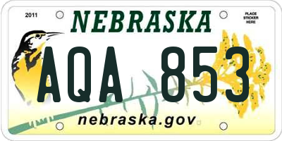 NE license plate AQA853