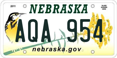 NE license plate AQA954