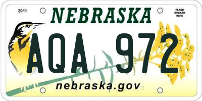NE license plate AQA972