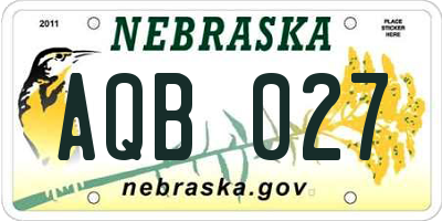 NE license plate AQB027