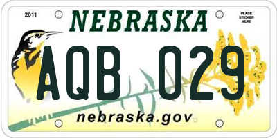 NE license plate AQB029