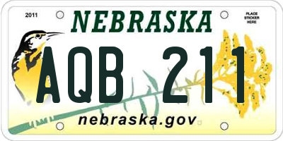 NE license plate AQB211