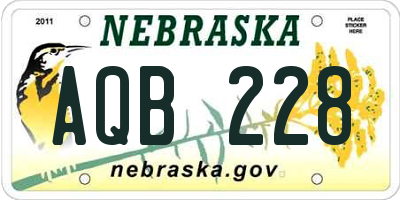 NE license plate AQB228
