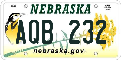 NE license plate AQB232