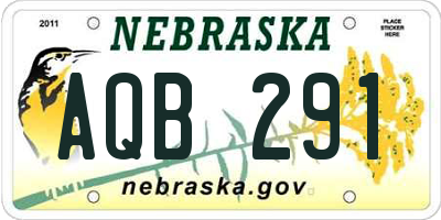 NE license plate AQB291