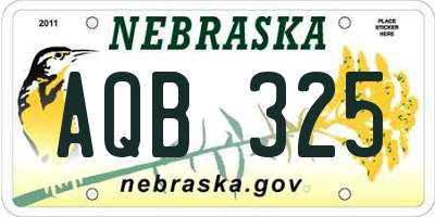 NE license plate AQB325
