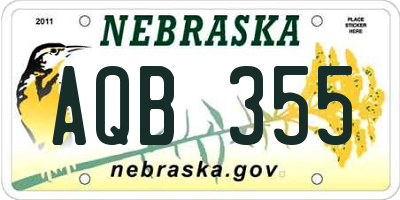 NE license plate AQB355