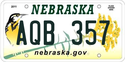 NE license plate AQB357