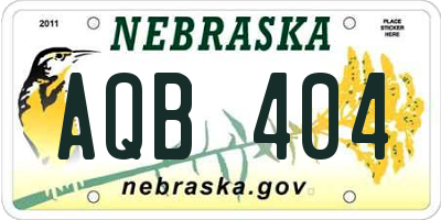 NE license plate AQB404
