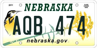 NE license plate AQB474
