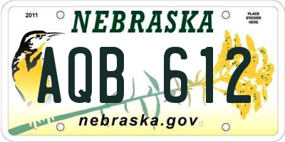 NE license plate AQB612