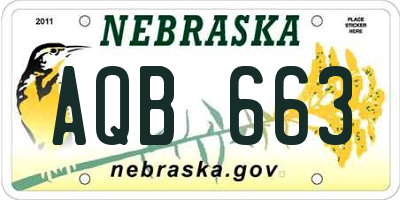 NE license plate AQB663
