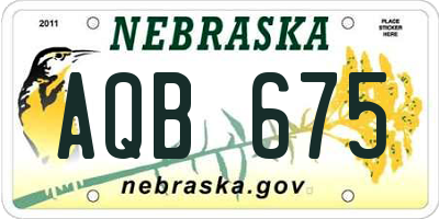NE license plate AQB675