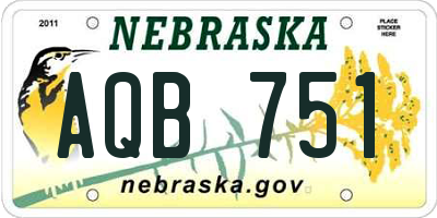 NE license plate AQB751