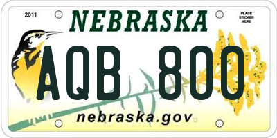 NE license plate AQB800