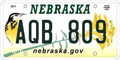 NE license plate AQB809