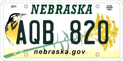 NE license plate AQB820