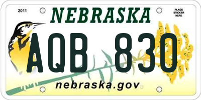 NE license plate AQB830