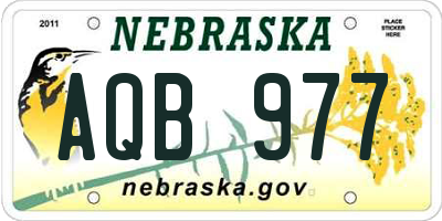 NE license plate AQB977