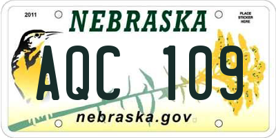 NE license plate AQC109